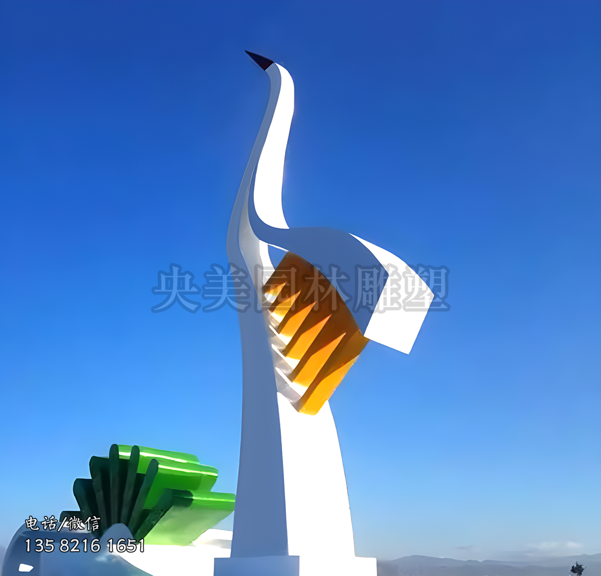 不銹鋼仙鶴抽象雕塑