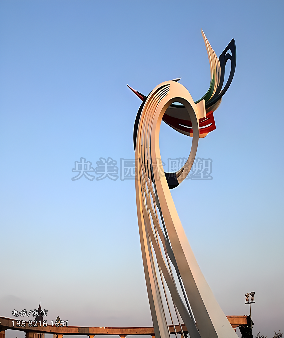 不銹鋼抽象鳳凰創意景觀雕塑