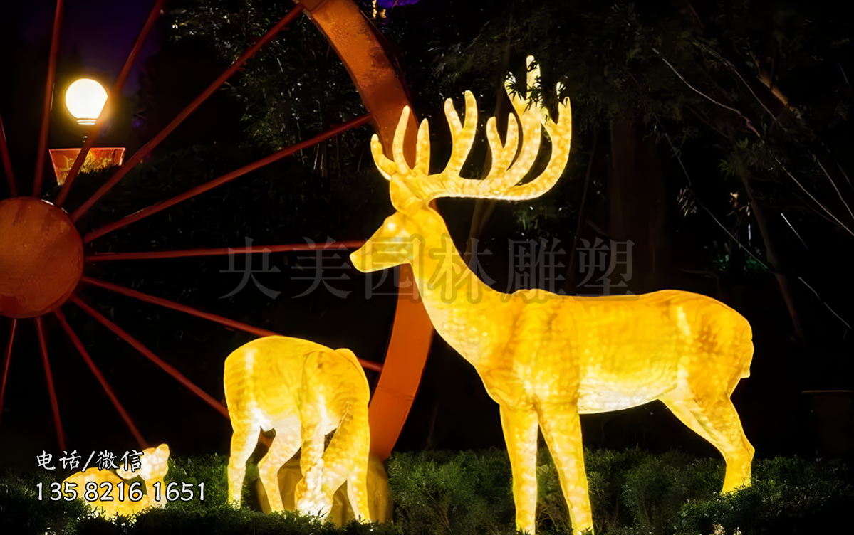 玻璃鋼發光梅花鹿雕塑擺件