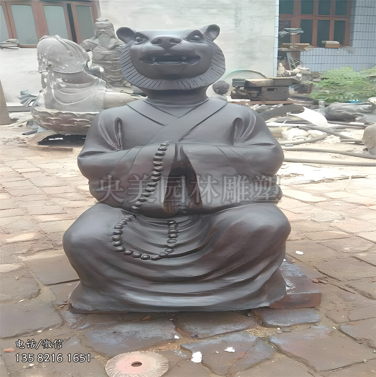 獸首人身生肖老虎銅雕塑