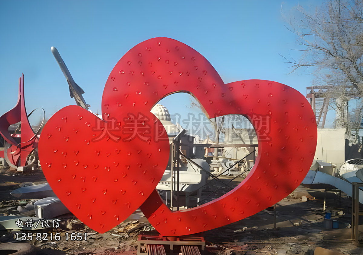 大小愛心創意不銹鋼雕塑