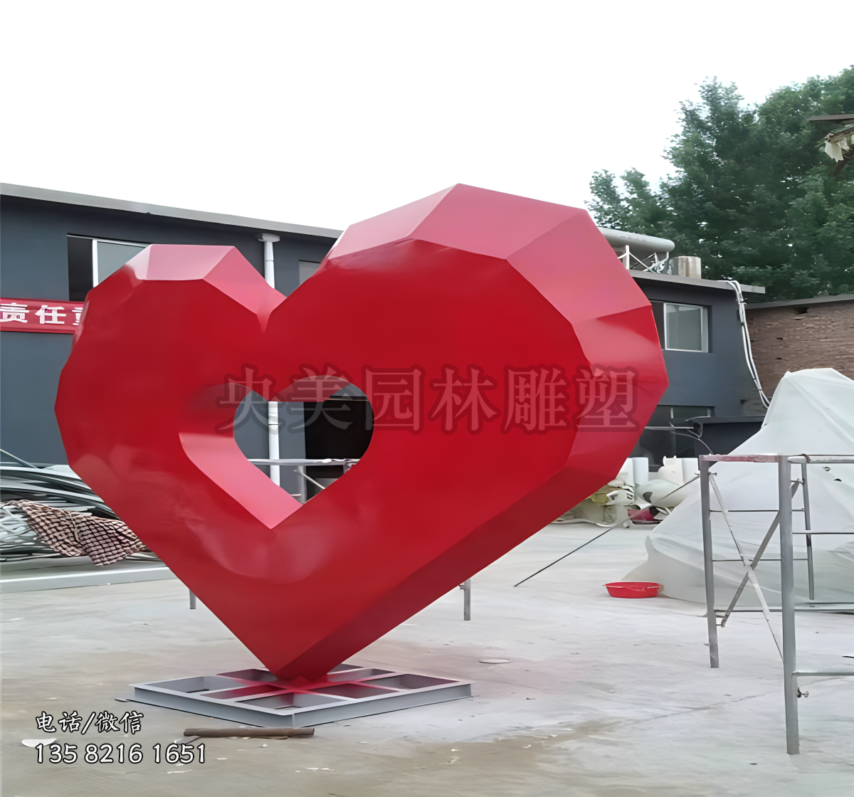 幾何切面愛(ài)心不銹鋼雕塑