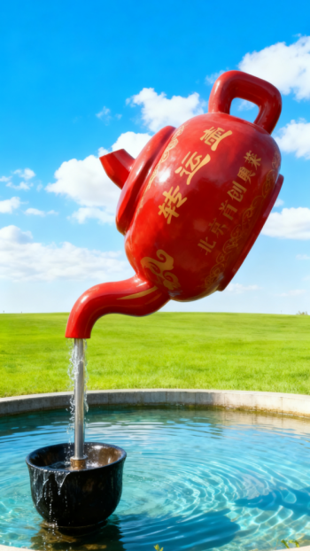 玻璃鋼懸空流水天壺茶壺景觀雕塑 (15)