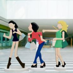 購物女三人 玻璃鋼商場美陳 剪影