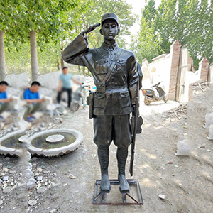 敬禮 八路軍玻璃鋼仿銅戰士