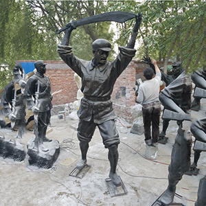 耍大刀 八路軍玻璃鋼仿銅戰士