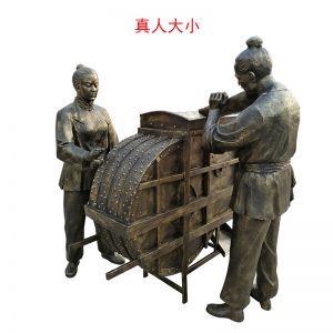 玻璃鋼仿銅農耕打谷子民俗生活人物