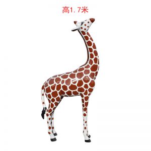 長頸鹿淺棕仿真色（抬頭）玻璃鋼